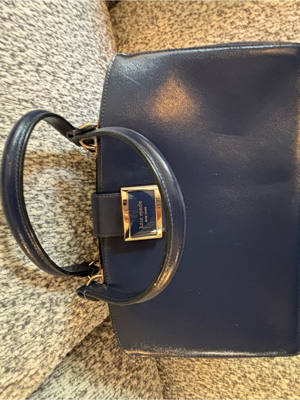kate spade Navy Patent Leather Structured Top-Handle Satchel NWOT
